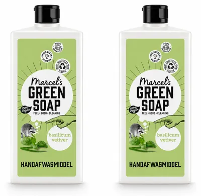 Produktbild von 2 x Marcel's Green Soap Geschirrspülmittel - Basilikum & Vetivergras - 500 ml - Vorteilspackung - 2 Stücke