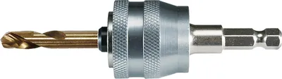 Produktbild von Makita Adapter EZYCHANGE + HSS Zentrierbohrer , 3/8 Sechskantaufnahme, 65 mm lang, für dünne Bleche