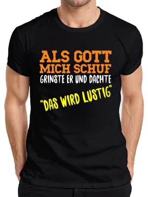 Obrázok produktu pre Boh sa usmieval, keď ma stvoril Kresťanský humor sarkazmus vtip Pánske tričko, čierne, S