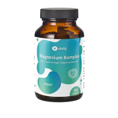 Produktbild von Magnesium Komplex – 60 Kapseln – 7 Magnesiumformen – 250 mg Magnesium – für Muskeln, Nerven & Energie – hochdosiert & vegan