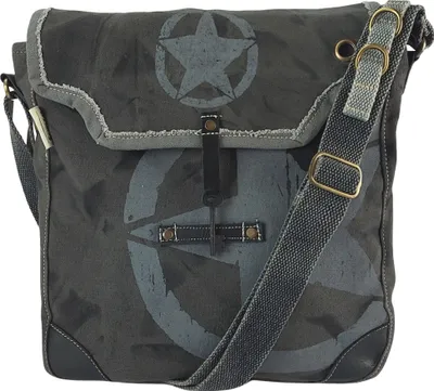 Produktbild von Sunsa Messenger Tasche. Schwarze Umhängetasche große Vintage Stil. Crossbody Bag mit Stern Design