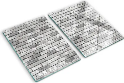 Obrázok produktu pre Sklenená ochranná doska – Kryt varnej dosky – Kryt na indukčnú dosku – 2x40x52 cm – Rýchle čistenie – Tvrdené sklo – Tehlová stena