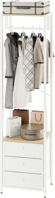 Image de Porte-vêtements avec tiroirs, 3 niveaux, 39 x 29 x 179 cm, idéal pour les chambres et les entrées