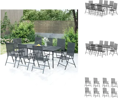 Image de vidaXL Ensemble de jardin 9 pièces Anthracite Acier - Ensemble de meubles de jardin