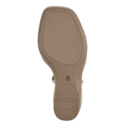 Produktbild von Tamaris Damen Sandalette Boho Leder Karree Keilabsatz Bastoptik 1-28363-20, Größe:39 EU, Farbe:Beige