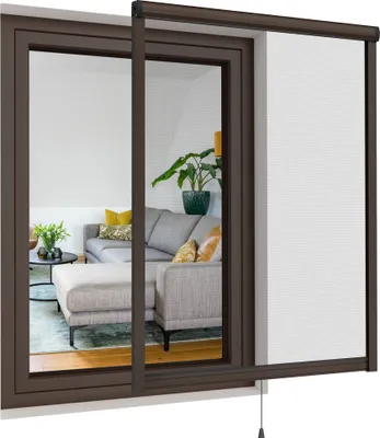 Produktbild von Fliegengitter Rollo Fenster 88x130cm dunkelbraun JALOUSIESCOUT