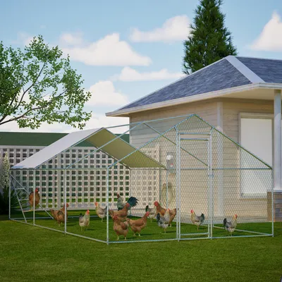 Obrázek produktu pro ELANDEPOT Výběh pro malá zvířata 303 × 600 × 200 cm šedá žebřík dveře pozinkovaná ocel moderní funkční provedení pro každodenní použití
