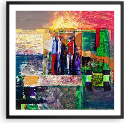 Produktbild von Gerahmtes Poster - Schwarzer Rahmen - Abstraktion modern - 60x60 cm - Wand Bild - Wanddeko - Wandbilder - Kunstposter - Wandposter - Bilderrahmen - Bilder - Kunstdruck - Wandbild - P2BAC60x60-3670