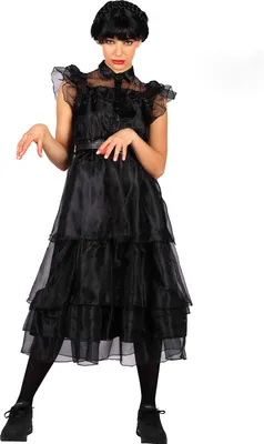 Produktbild von T4000-XL schwarz Damen Ballsaalkleid lang Wednesday 3 Teile (Kleid,Gürtel,Band) Gr.XL=46