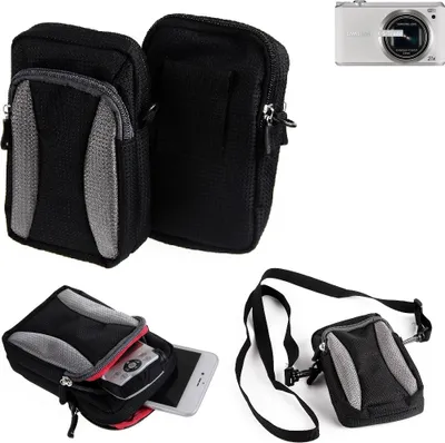 Produktbild von K-S-Trade Fototasche kompatibel mit Samsung WB350F Gürtel-Tasche Holster Umhänge Tasche Kameratasche, schwarz-grau Brust-Beutel Brust-Tasche