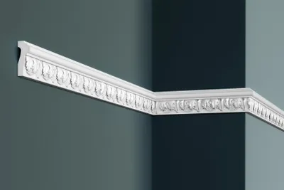 Produktbild von GRAND DECOR Stuckleisten Wand flach Barock Stil, PolyurethanHartschaum weiß - 2m Wandleisten gemustert Dekorleisten zum kleben Deckenstuck (20 Meter CR924)