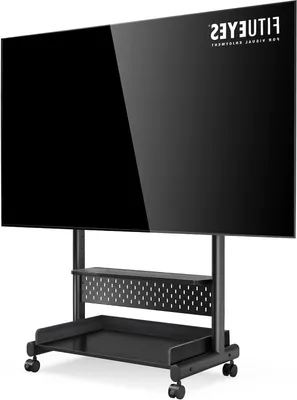 Productafbeelding van TV Vloerstandaard - Verrijdbare TV standaard - Entertainment thuis - Inclusief opbergplank - 40-85 inch - Zwart