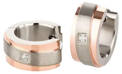 Produktbild von Ohrringe Klappcreolen aus Titan rose' teilvergoldet mit Zirkonia