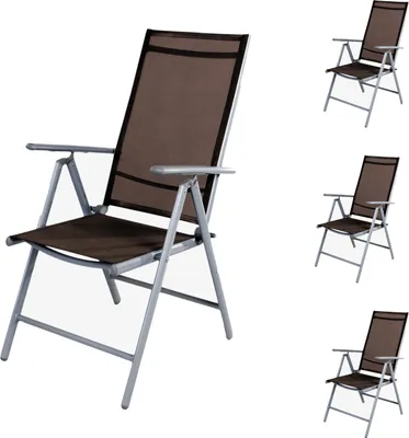 Produktbild von 4er Set Garten Klappstuhl Aluminium - Textilen Silbergrau/Schokobraun