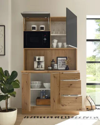 Produktbild von Küchen Buffet Marleen Premium 120 cm Grau Artisan Eiche Respekta