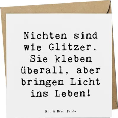 Produktbild von Mr. & Mrs. Panda Klappkarte Spruch Nichte Glitzer - Weiß - Geschenk, Grußkarte, Liebe, Verwandte, faltkarte, Dankeschön, Glückwunschkarte, anlasskarte, Familie, Einfluss