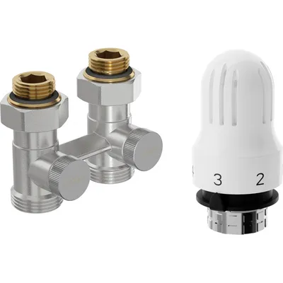 Zdjęcie produktu dla Mexen G04 zestaw termostatyczny dwururowy DN50, prosty 1/2"x3/4", nikiel - W912-012-948-01