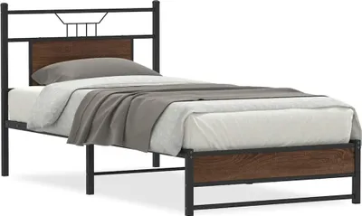 Produktbild von vidaXL Bettgestell ohne Matratze Braun Eiche 90x190 cm Holzwerkstoff