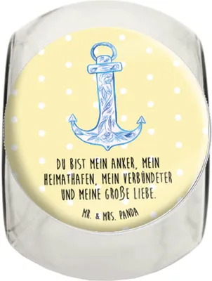 Produktbild von Mr. & Mrs. Panda Süßigkeitenglas Anker Blau XL 2000ml - Gelb Pastell - Geschenk, Tiermotive, Teedose, Frischhaltedose, Vorratsglas, Vorratsbehälter, Bonboniere