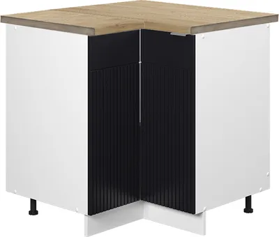 Produktbild von Eckunterschrank Vicco Fame-Line Schwarz gestreift 80.5 cm , AP Eiche, Model 50971