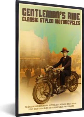 Produktbild von MuchoWow® MuchoWow® Gerahmtes Poster Mancave - Motor - Männer - Vintage 20x30 cm - Poster mit zchwarzem Bilderrahmen - Drucken - Bilder Poster im Rahmen