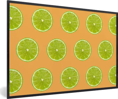 Produktbild von MuchoWow® MuchoWow® Gerahmtes Poster Limette - Muster - Farben 60x40 cm - Poster mit zchwarzem Bilderrahmen - Printing - Wanddeko Schlafzimmer