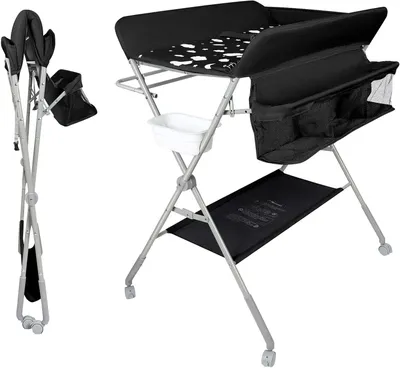 Image de Table à langer pour bébé - Réglable en hauteur - 80 x 58 x 90 cm - Noir