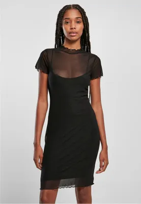 Obrázok produktu pre Urban Classics Dámske dvojvrstvové nohavice Mesh Kleid schwarz - S