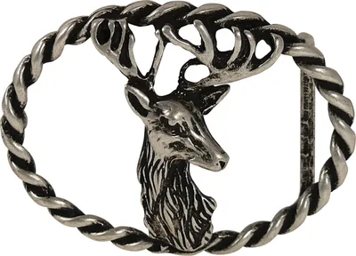 Produktbild von Ovale Metall-Schnalle mit Hirschkopf-Motiv 9 x 6,6 cm für Wechselgürtel