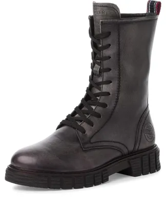 Image de Bottes d'hiver pour femmes s.Oliver, en cuir, à lacets, doublées, de couleur gris (graphite)