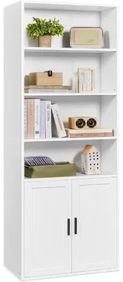 Obrázek produktu pro 6patrová knihovna s dvířky LBC402W01, 24 x 60 x 175 cm, bílá
