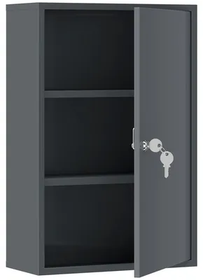 Produktbild von Wandmontierter Medizinschrank, abschließbar, 3 Ablagen, Grau