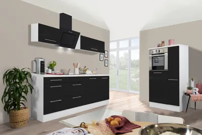 Produktbild von Küche Küchenzeile Küchenblock Weiß Schwarz Amanda 300 cm Respekta Premium