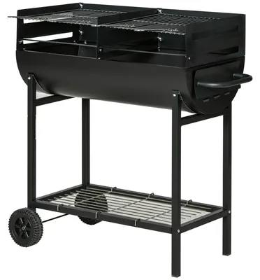 Immagine prodotto di Outsunny Barbecue in Acciaio con 2 Griglie Indipendenti 90x45x96 cm