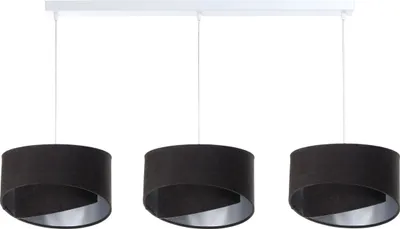 Produktbild von Hängelampe Stoff E27 H: max. 94 cm in Weiß Schwarz Silber 3-flammig länglich Modern Hängeleuchte
