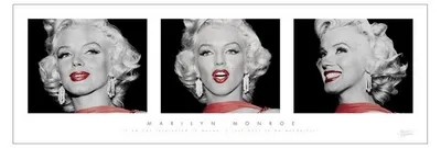 Produktbild von Marilyn MONROE – Triptychon mit rotem Kleid – 30,5 x 91,5 cm – Plakat