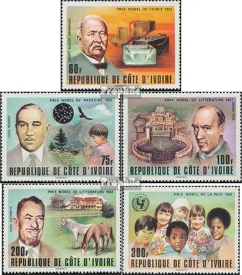Produktbild von Briefmarken Elfenbeinküste 1978 Mi 546-550 (kompl.Ausg.) postfrisch Nobelpreisträger