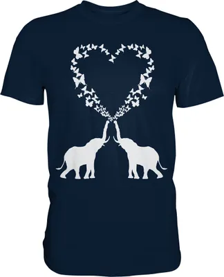 Produktbild von Elefant Herz Schmetterling T-Shirt – Navy / S