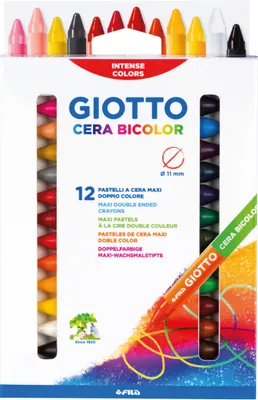 Produktbild von Giotto Cera Maxi Duo Wachsmalstifte mit Doppelmine, 12 Stück