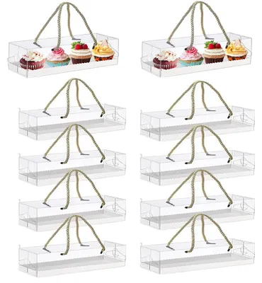 Produktbild von Omgoods – Set mit 10 transparenten Kuchenboxen mit Tragegriffen
