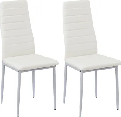 Produktbild von HJ WeDoo 2er Set Esszimmerstühle , Edles Küchenstuhl mit Bezug aus Kunstleder & Metall Gestell, Esstisch Stuhl Polsterstuhl, 120kg Belastbar, Weiß