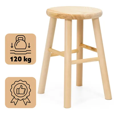 Produktbild von SPRINGOS Holzschemel Hocker Küchenhocker Tritthocker Kiefer natur kompakt stabil