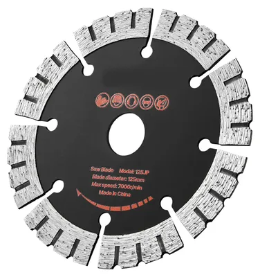 Immagine prodotto di SucceBuy, set di 5 dischi diamantati da taglio, diametro 125 mm, con foro da 20 mm e altezza del segmento di 14,5 mm, adatti per tagli a secco e a umido, velocità massima di 7500 giri/min, ideali per cemento, muratura e pietra