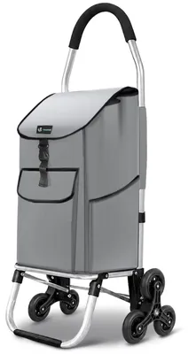 Produktbild von VOUNOT® Aluminium Einkaufstrolley Treppensteiger, Trolly Einkaufswagen Klappbar, 6 Räder, Wasserdicht Oxford, 45L, Grau