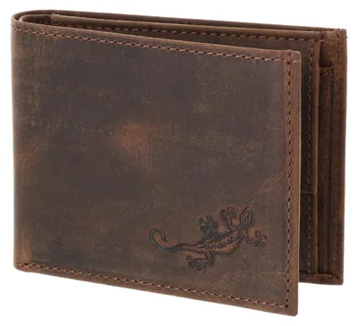 Produktbild von oxmox Leder Geldbörse Leather RFID Protect Pocketbörse Lizard 2.0 Embossed Vintage Dark Brown dunkelbraun