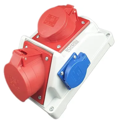 Produktbild von Kombination aus Wandsteckdose mit 32A und 16A CEE-Steckdosen