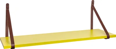 Produktbild von ABRATO® Wandregal Zitronengras 60x25x1,8 cm Schweberegal mit Ledergurten Aufhängung Braun