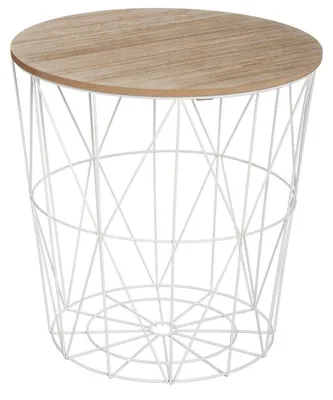 Image de Table basse moderne blanche en MDF et métal