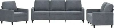 Immagine prodotto di vidaXL Set divano 3 pezzi con cuscini in velluto grigio scuro