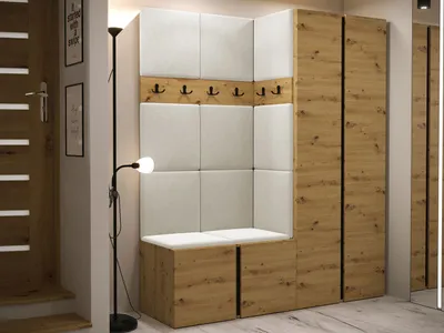 Obrázok produktu pre Predsieňová stena s čalúnenými panelmi 42x42 SELAND 3 - dub artisan / béžová